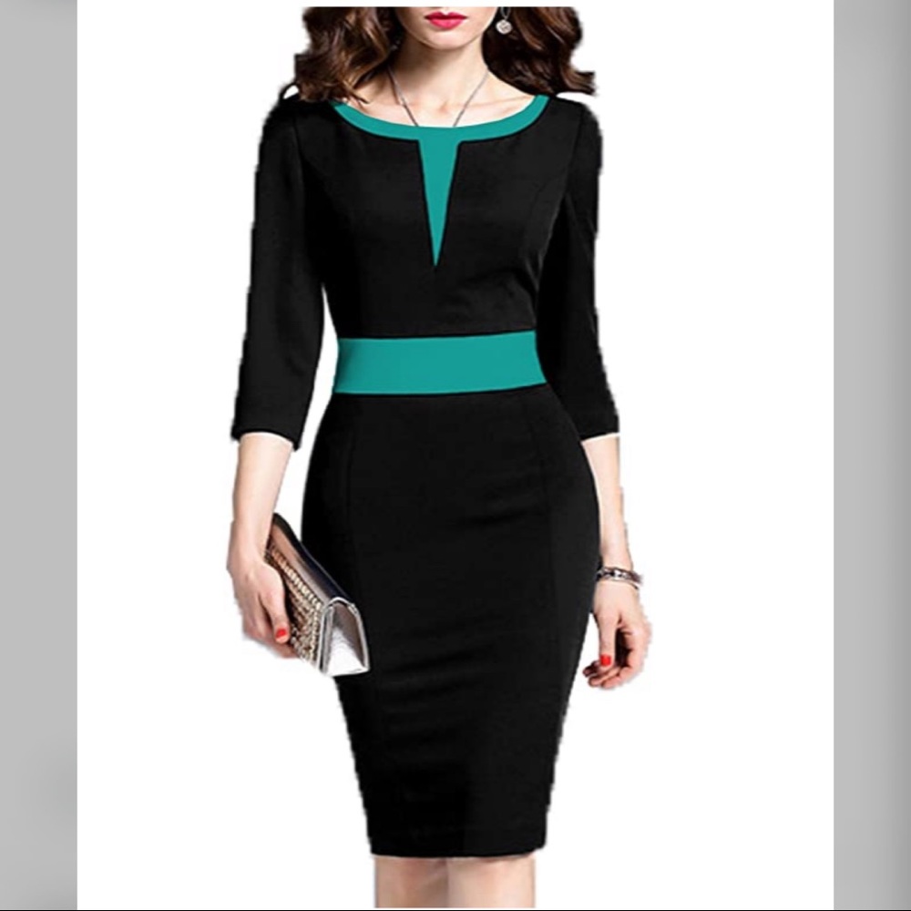 WOOSEA | Women's 3/4 Sleeves Colorblock Dress